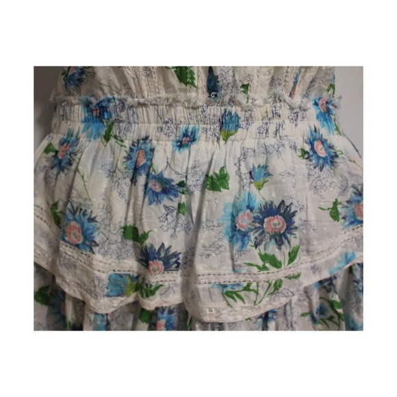 LoveShackFancy Floral Ruffle Cottage Smocked Tiered Mini Dress SZ Medium Twee - Picture 13 of 16